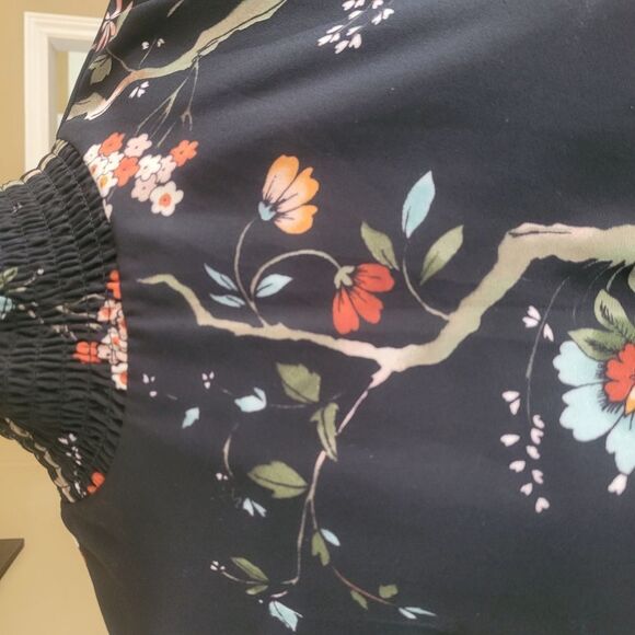 Nannette Red and Black A-line Dress with Bishop Sleeves - Picture 3 of 10